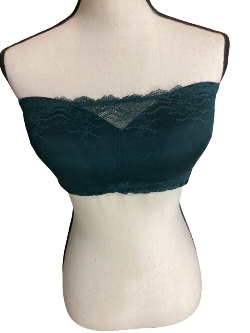 Spanx Green Lace Strapless Bandeau Bra* Padded Cups*CosplayFits like 38C*L*EUC